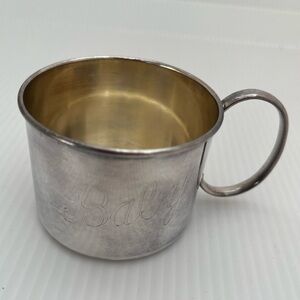 VINTAGE Wm A Rogers Silver Plated 2328 Christening Cup Engraved "Baby" Keepsake